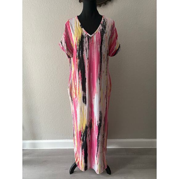 URBANAGE Vibrant Lounge Dress Sz 1X Dramatic Hippie Retro 70s Lagen Look Relaxed - Picture 1 of 8